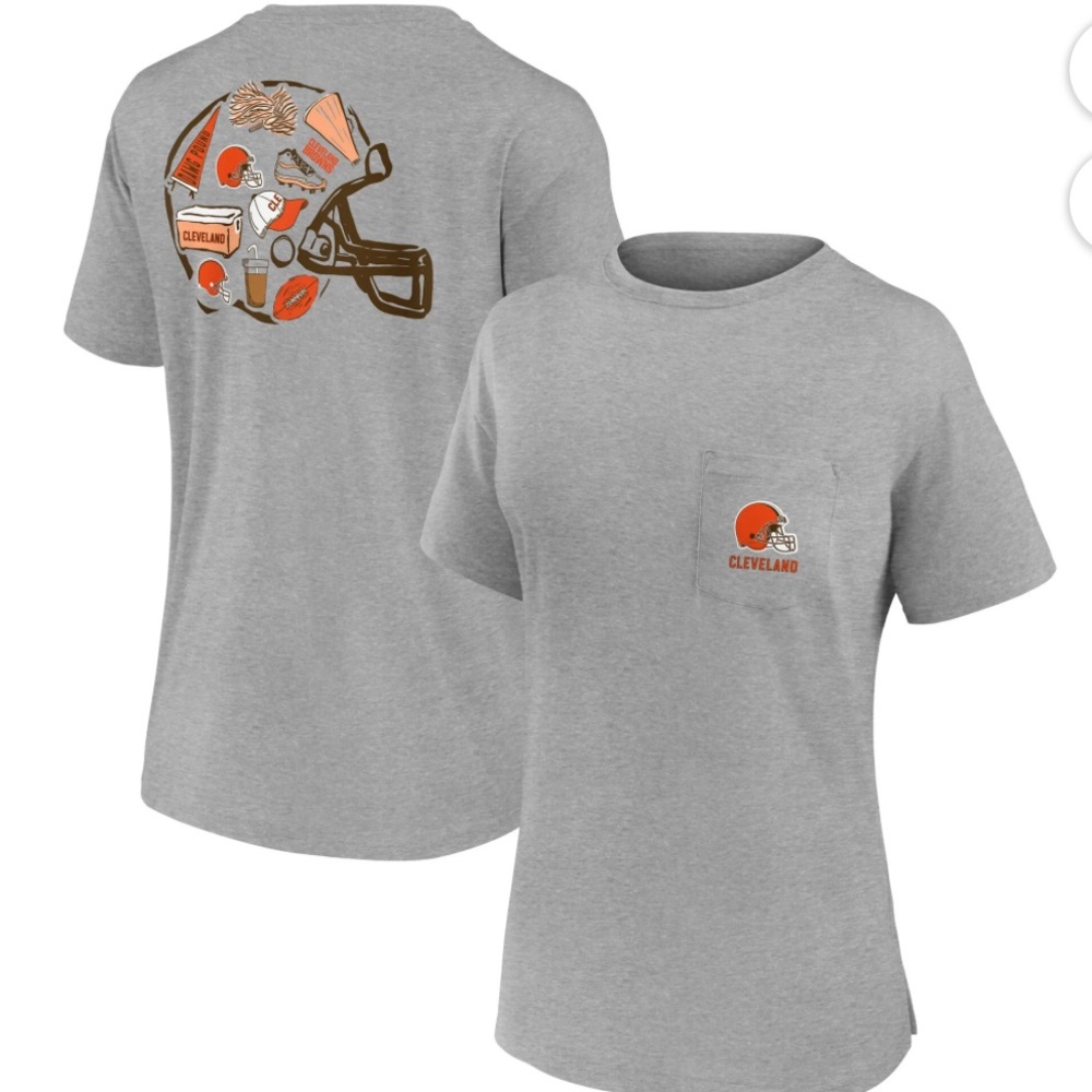 Women’s Cleveland Browns Heathered Gray SS T-Shirt w Decorative Back~Small ~NWOT